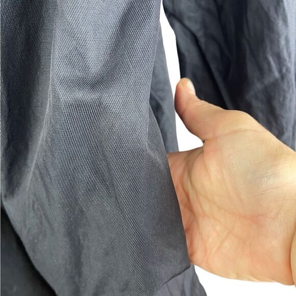 Cinzia Rocca Icons REVERSIBLE  plaid & black raincoat snap buttons  sz L - Picture 6 of 9